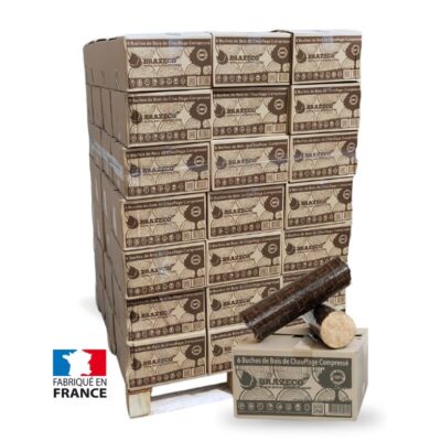 Palette de bûches compressées premium brazeco 80 Cartons