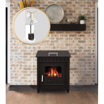 Pack Poêle à Bois LEO 12 + Conduit 150 INTERSTOVES : Puissance 12,6 kW, Rendement 79%