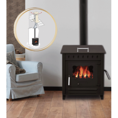 Pack Poêle à bois SARA 12 INTERSTOVES avec conduit 150 : Puissance 12,6 kW, Rendement 79%