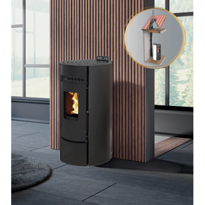 PACK POÊLE À GRANULÉS LEANDRO 9 + Conduit Vertical 80/125 – INTERSTOVES