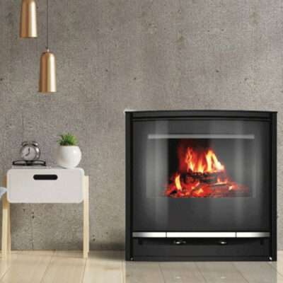 Poêle à Bois Ofelia 7 INTERSTOVES: Chauffage Efficace avec Bûches 40cm et Brasero en Fonte