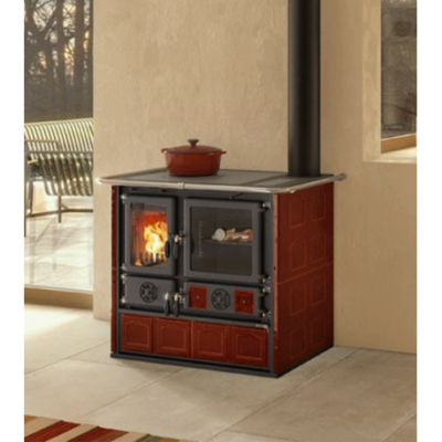 Cuisinière à Bois Rosa 5.0 Maiolica La Nordica Extraflame 8.8 kW – Livraison Rapide, Foyer en Fonte