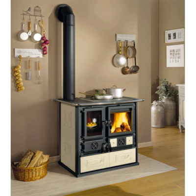 Cuisinière à Bois Rosa Sinistra Reverse 8.2 kW La Nordica Extraflame – Four Emaillé Panoramique, Livraison Rapide