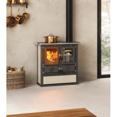 Cuisinière à Bois La Nordica Rosetta 5.0 – 7.9 kW, Foyer en Fonte, Four Émaillé 28L