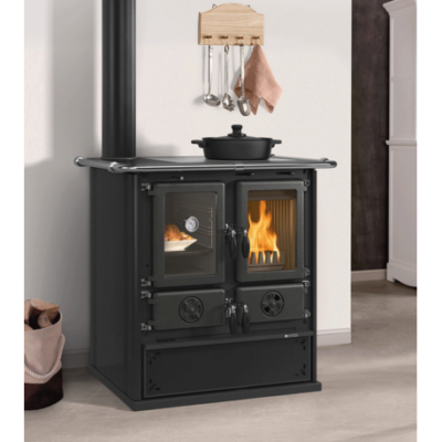 Cuisinière à Bois Rosetta Sinistra 5.0 Steel 7,9 kW – La Nordica Extraflame en Acier