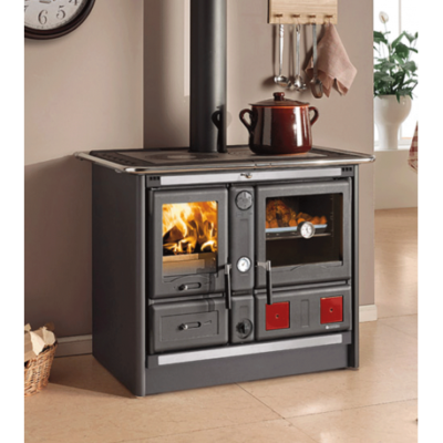 Thermo cuisinière à bois TermoRosa XXL DSA 18.4 kW – La Nordica Extraflame – Livraison rapide – Foyer en fonte et acier – Portes en fonte émaillée